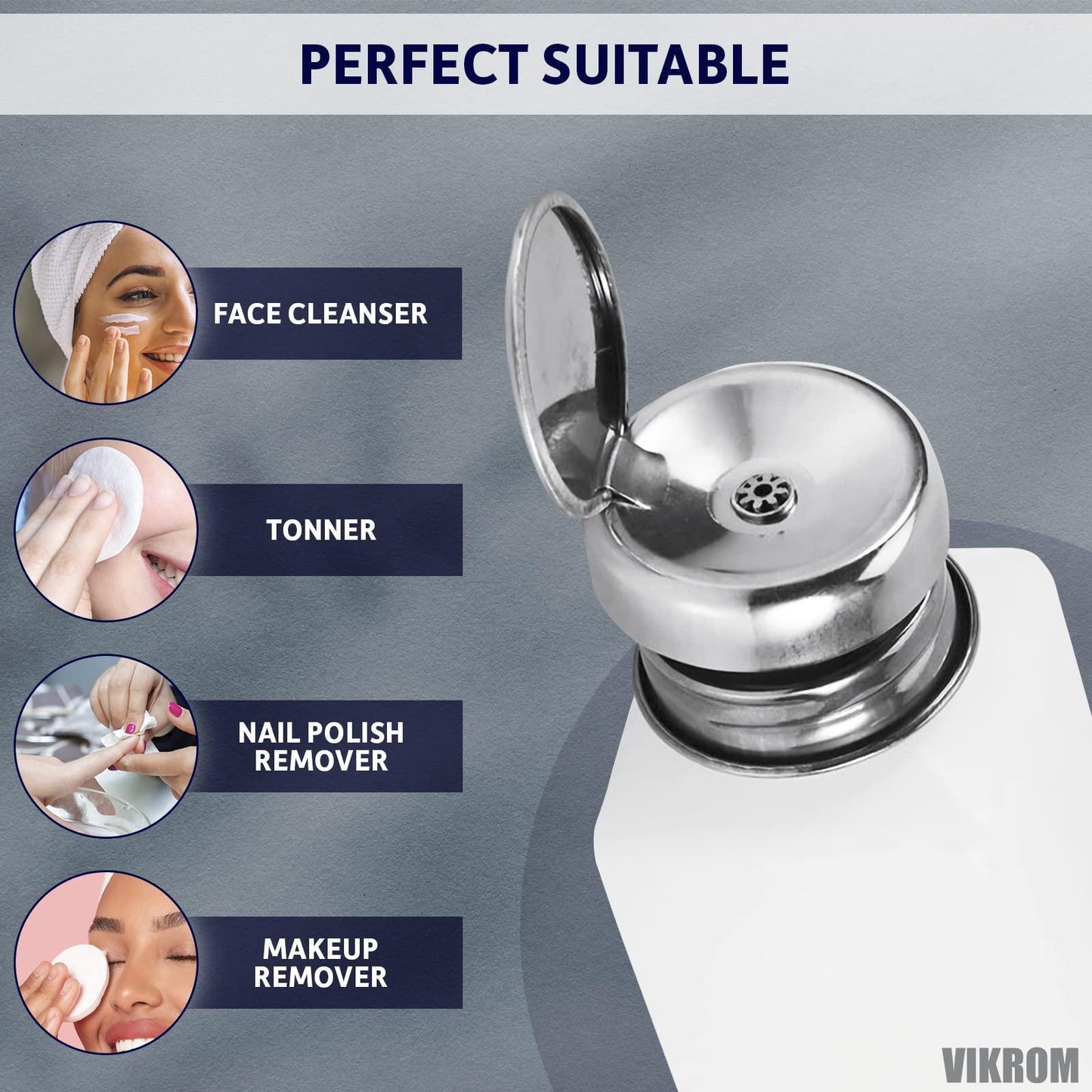 This makeup remover pump dispenser is suitable for both home and salon use.