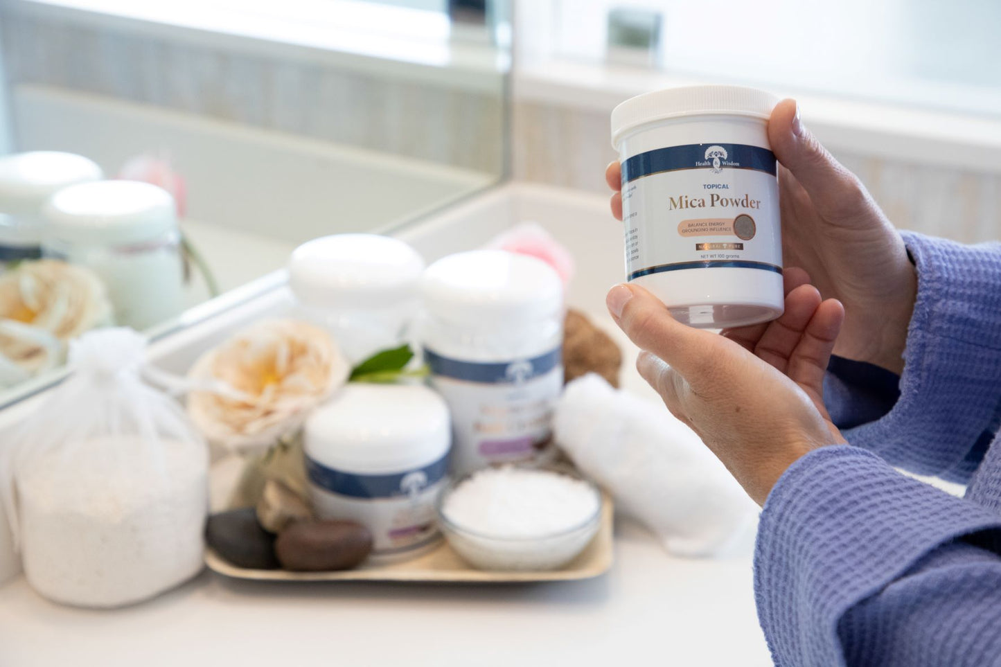 natural mineral makeup and skin products to add radiance and a shimmering glow.