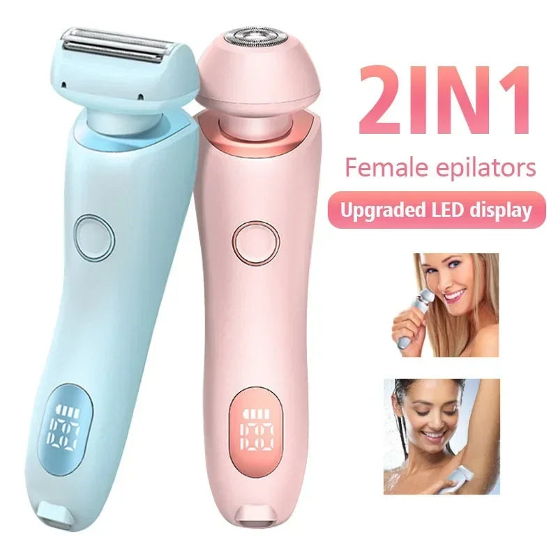 2 In 1 Hair Removal Epilator USB Rechargeable Trimmer Women Body Shaver & Hair Remover